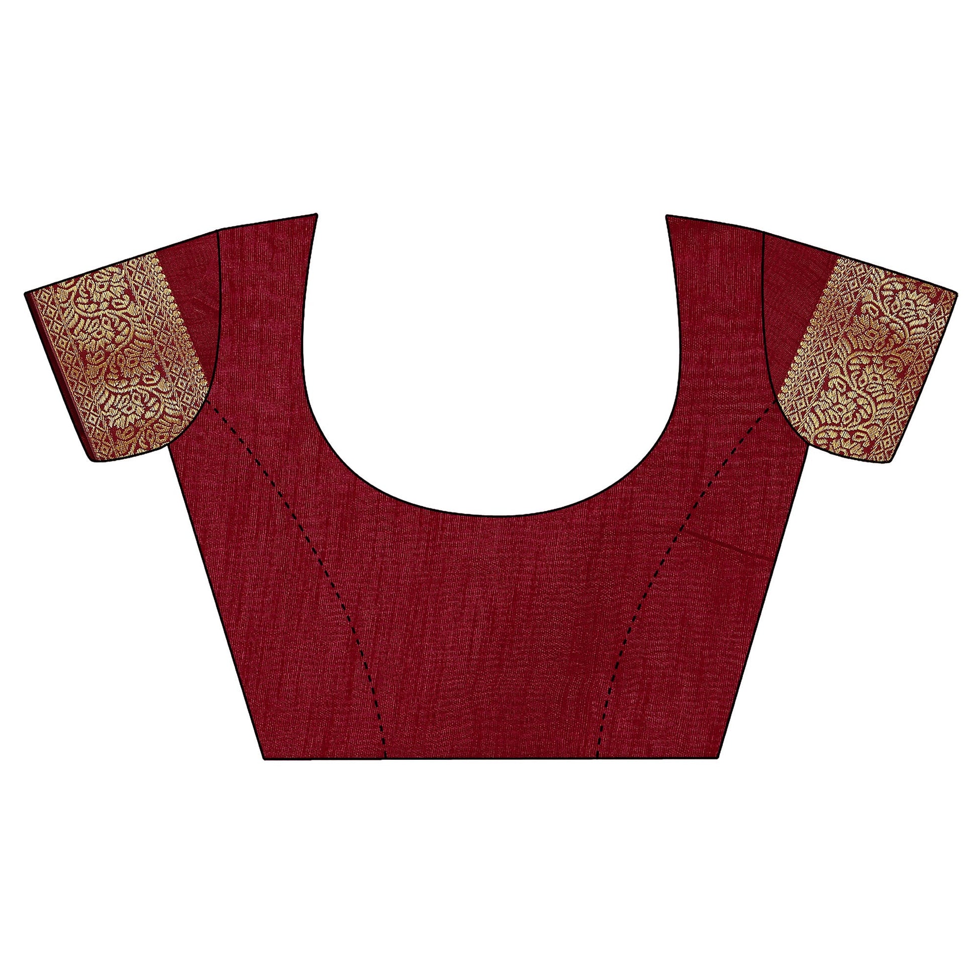 Maroon Foil Printed Vichitra Silk Saree With Jacquard Border