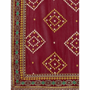 Brown Bandhani Printed Chiffon Saree