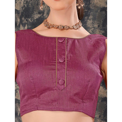 Mauve Printed Chiffon Saree With Lace Border