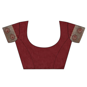 Maroon Floral Handloom Woven Rayon Saree