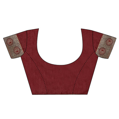 Maroon Floral Handloom Woven Rayon Saree