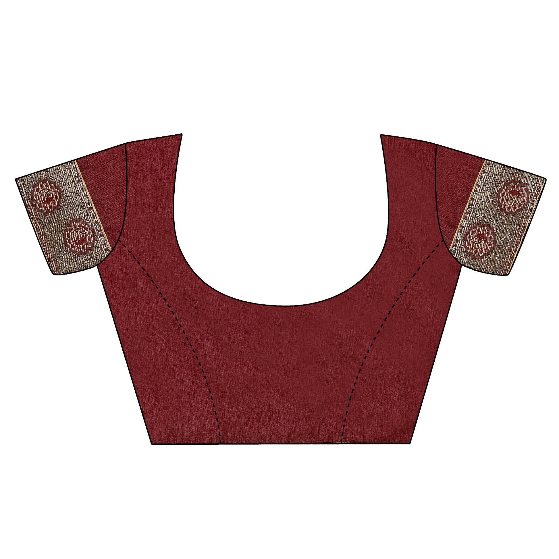 Maroon Floral Handloom Woven Rayon Saree