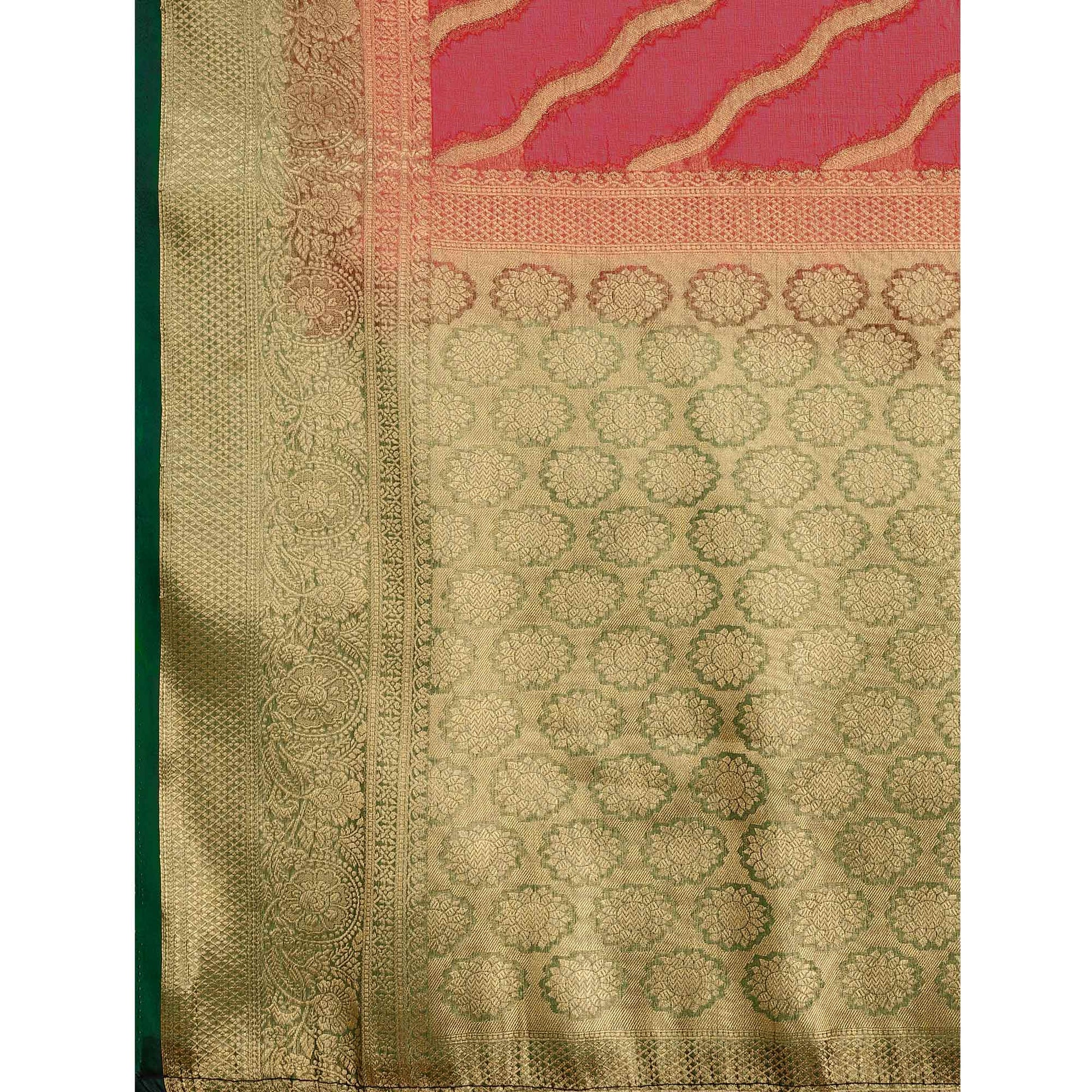 Maroon Woven Organza Saree With Tassels