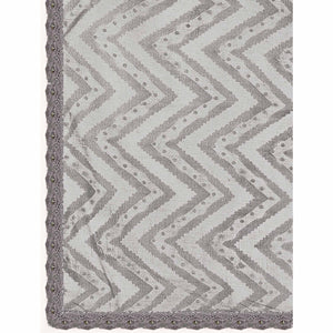 Grey Zig Zag Printed With Stone Work Organza Ready To Wear Saree