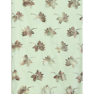 Light Green Floral Foil Printed Rayon Saree