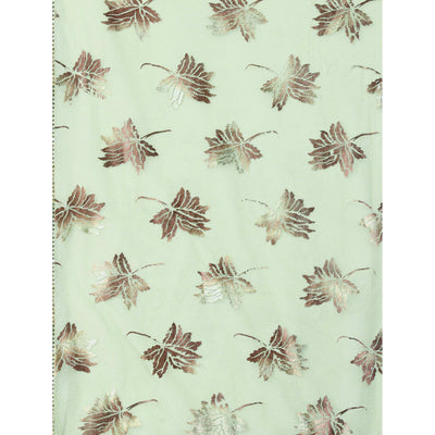 Light Green Floral Foil Printed Rayon Saree