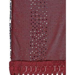 Maroon Sequins Embroidered Lycra Saree