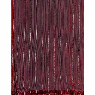 Brown Zari Woven Chiffon Saree