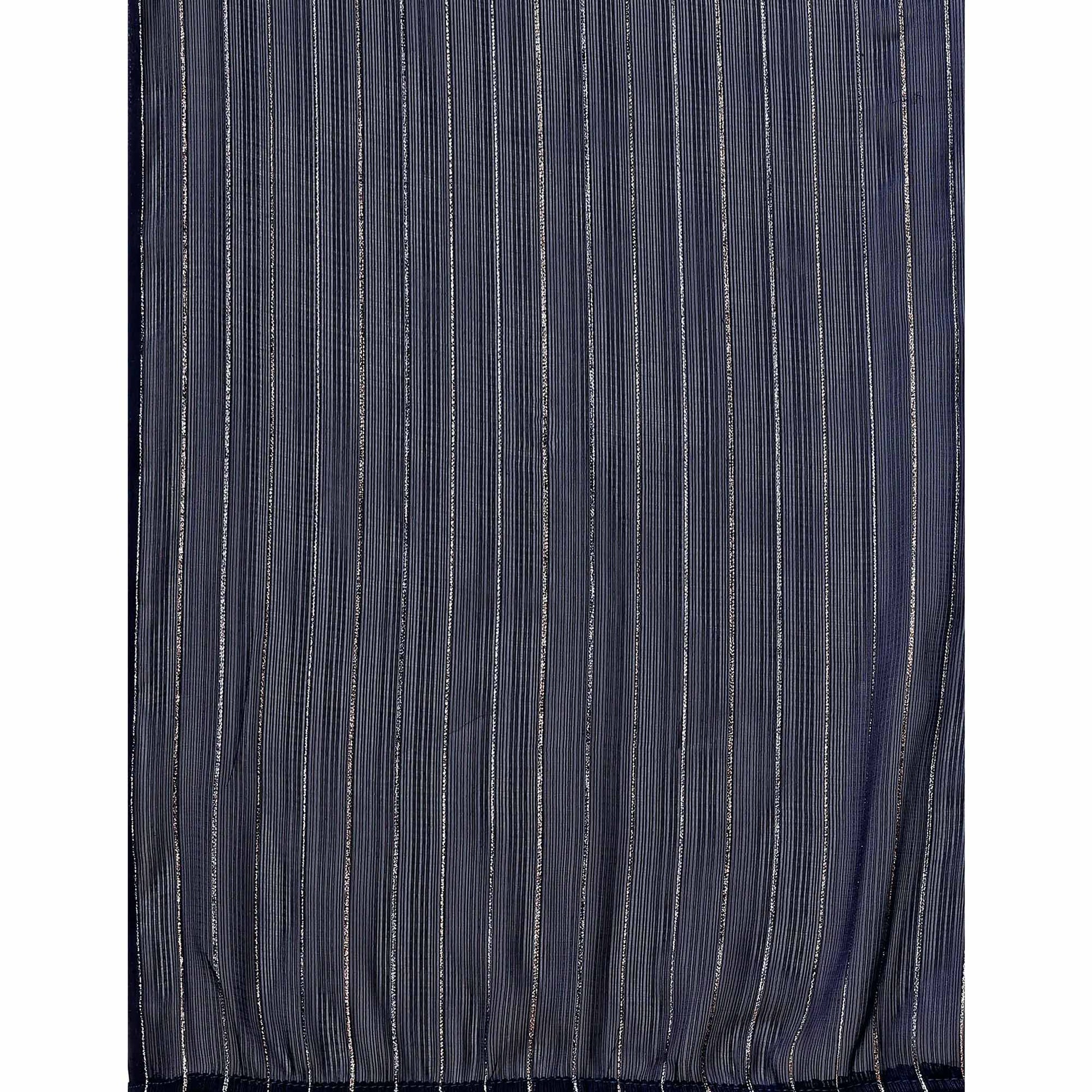 Grey Zari Woven Chiffon Saree