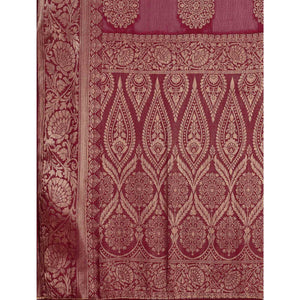Maroon Woven Chiffon Saree With Tassels