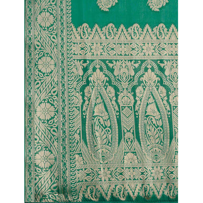 green-woven-chiffon-saree-with-tassels-1