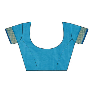 Blue Swarovski Work Organza Saree With Tassels