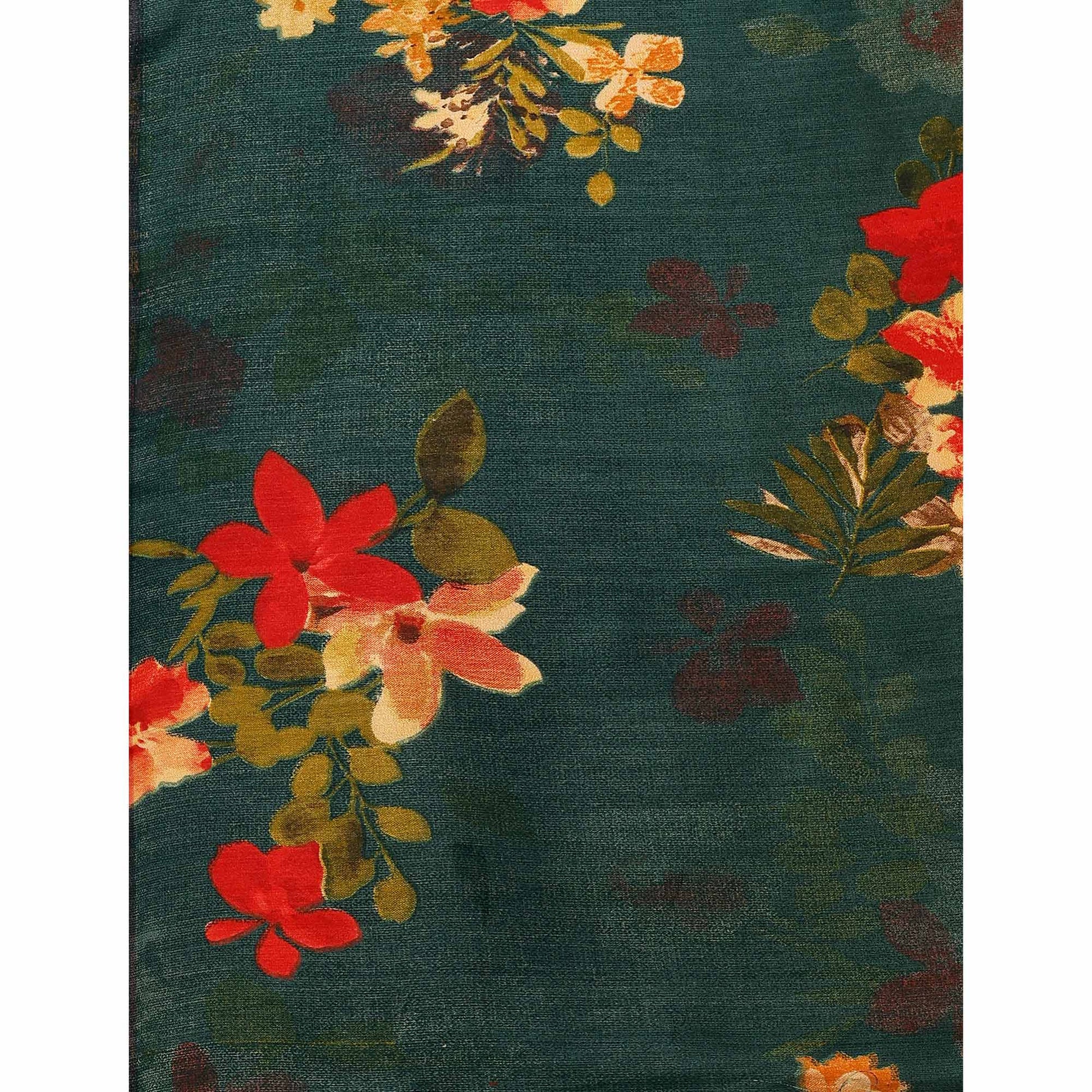 green-brown-floral-printed-vichitra-silk-saree