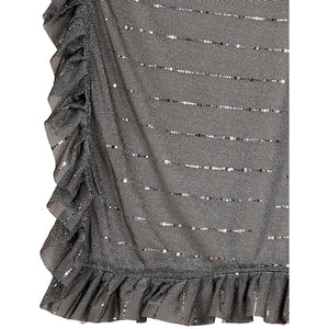 Grey Tikki Work Lycra Ready To Wear Ruffle Saree