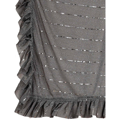 Grey Tikki Work Lycra Ready To Wear Ruffle Saree