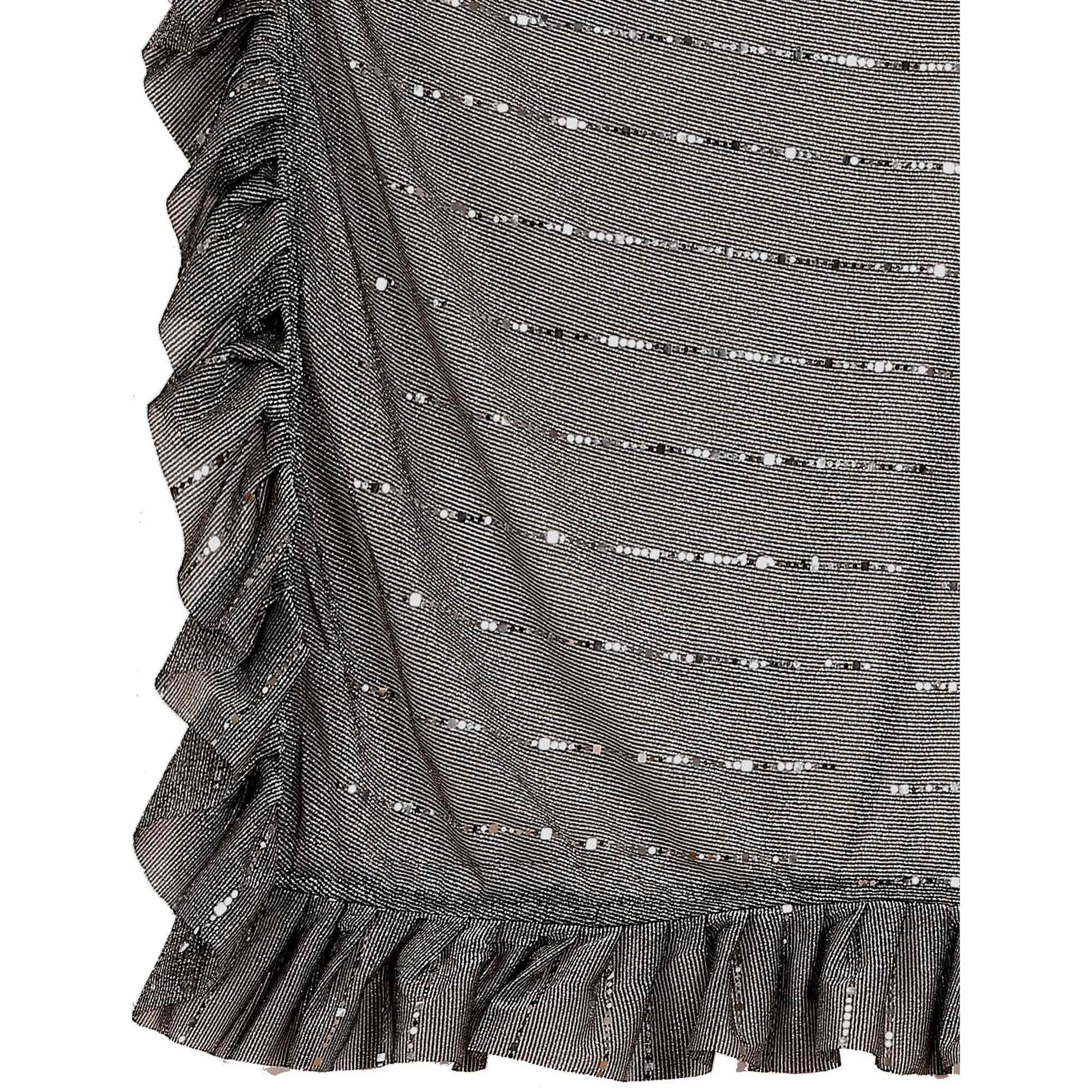 Grey Tikki Work Lycra Ready To Wear Ruffle Saree