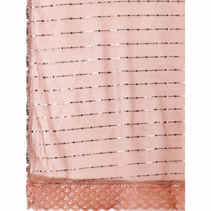 Light Brown Tikki Work Lycra Saree With Embroidered Border