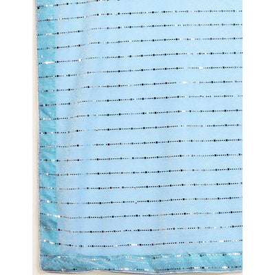 Blue Tikali Work Lycra Saree