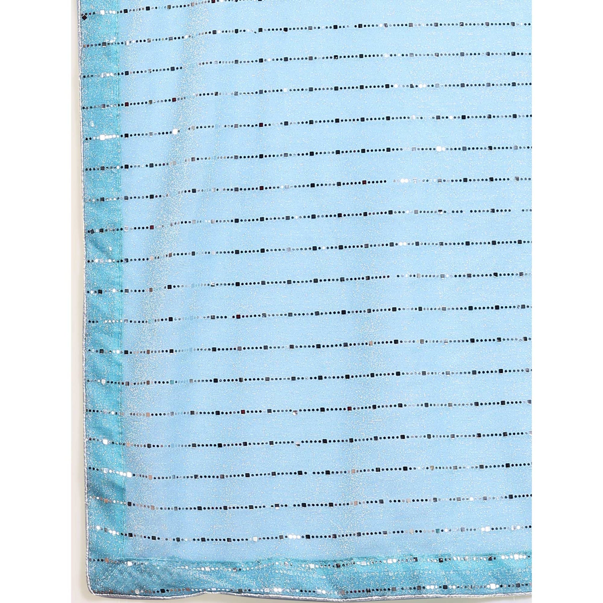 Blue Tikali Work Lycra Saree