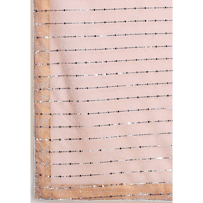 Light Peach Tikali Work Lycra Saree