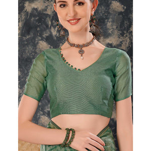 green-printed-with-zari-work-cotton-silk-saree-with-lace-border