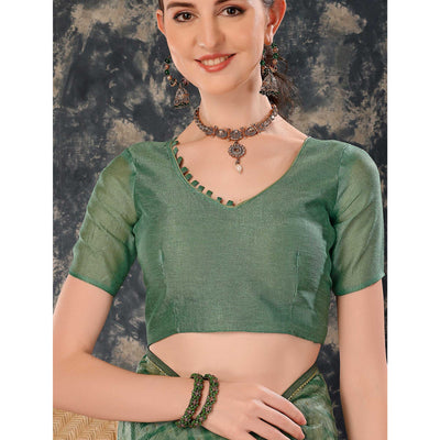 green-printed-with-zari-work-cotton-silk-saree-with-lace-border