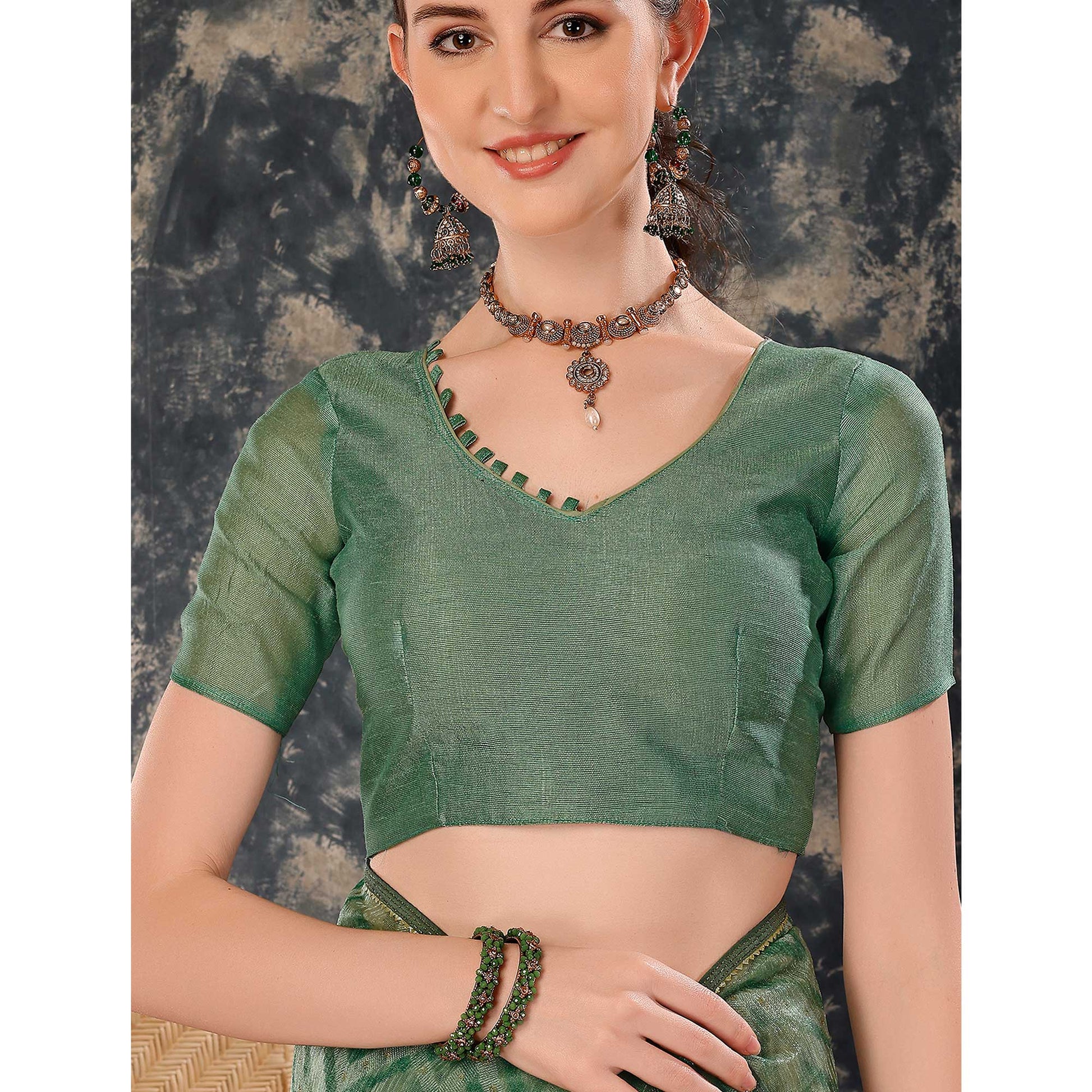 green-printed-with-zari-work-cotton-silk-saree-with-lace-border
