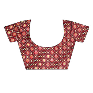 Maroon Swarovski With Bandhani Printed Border Art Silk Saree