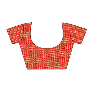 Bright Orange Bandhani Foil Printed Chiffon Saree With Tassels