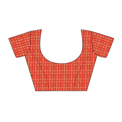 Bright Orange Bandhani Foil Printed Chiffon Saree With Tassels