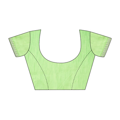 Light Green Zari Striped With Swarovski Work Chiffon Saree