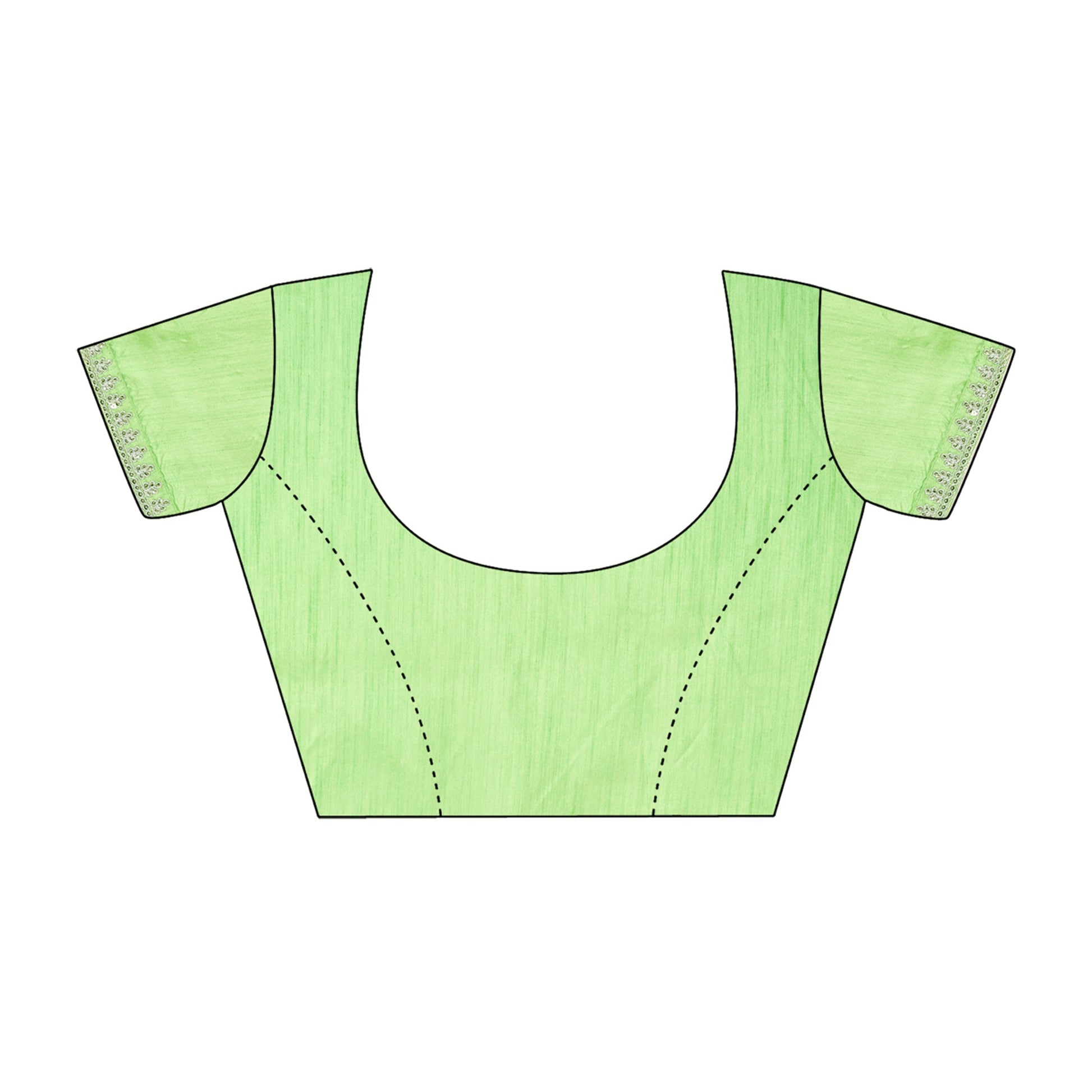 Light Green Zari Striped With Swarovski Work Chiffon Saree