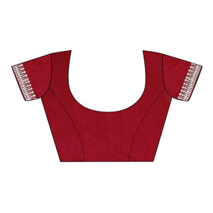Maroon Sequins Embroidered Chiffon Saree