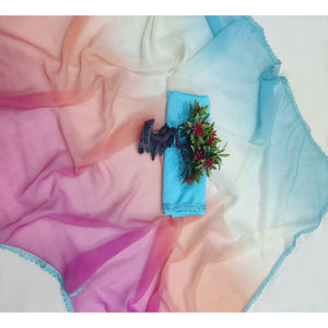 Multicolor Digital Printed Georgette Saree