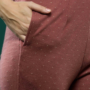 Mauve Woven Woolen Straight Salwar Suit