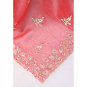 Gajri Pink Sequins Embroidered Chiffon Saree