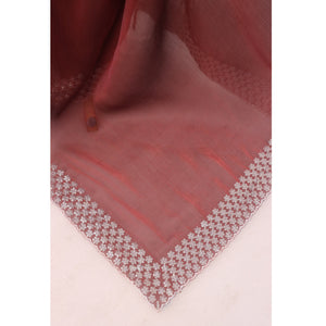 Maroon Sequins Embroidered Chiffon Saree