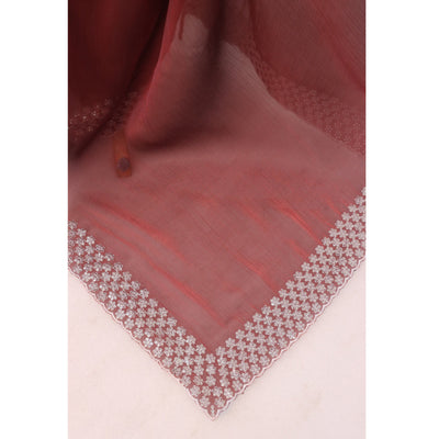 Maroon Sequins Embroidered Chiffon Saree