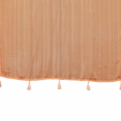 Light Orange Woven Satin Saree With Tassels
