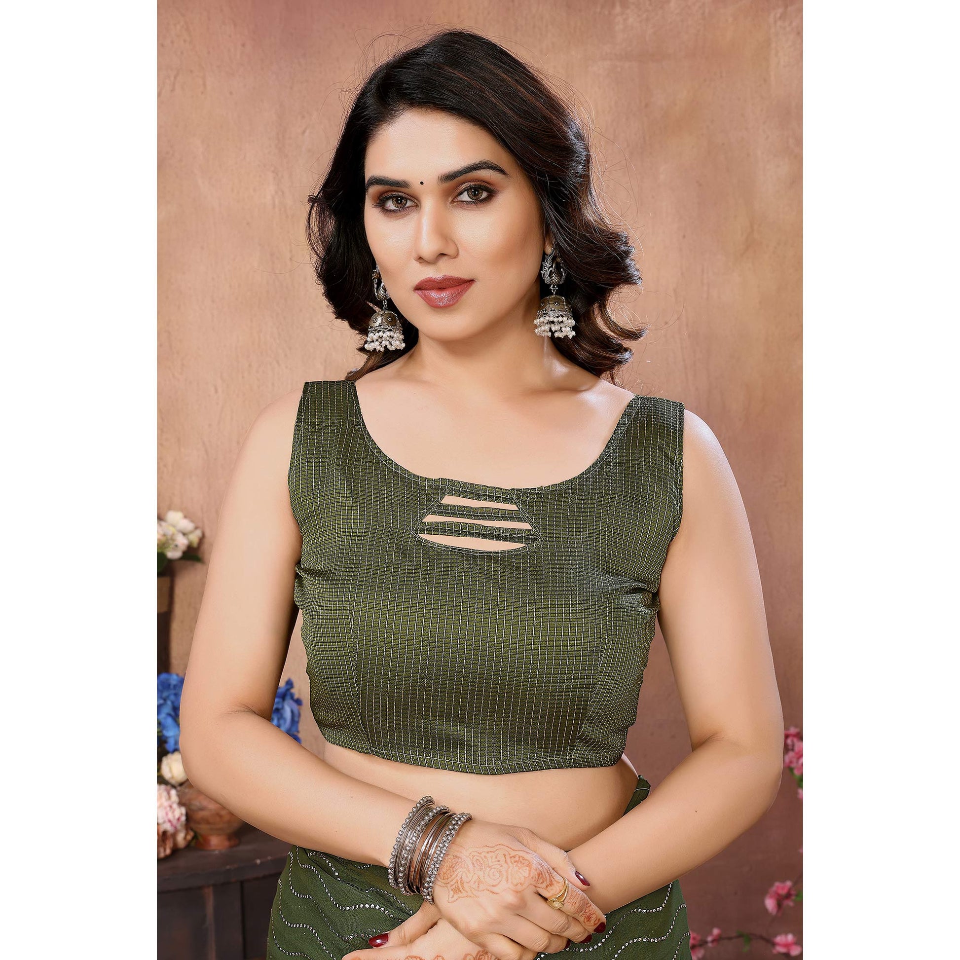 Mehendi Green Mukaish Work Silk Saree With Tassels