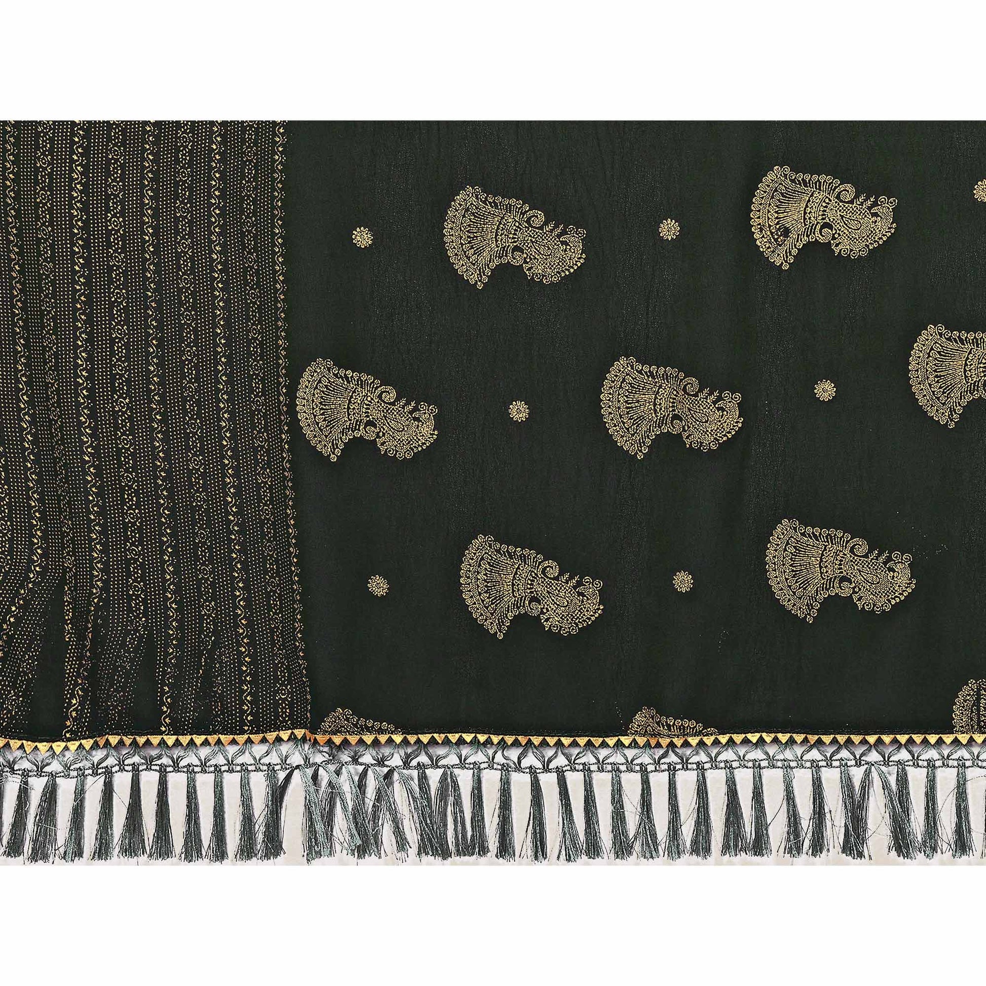 green-foil-printed-georgette-saree-7