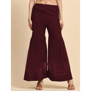Maroon Sequins Embroidered Georgette Semi Stitched Suit