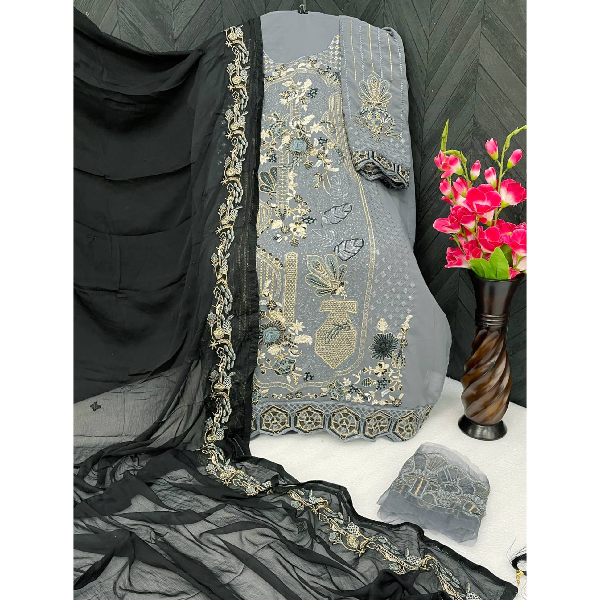 grey-floral-embroidered-georgette-semi-stitched-pakistani-suit