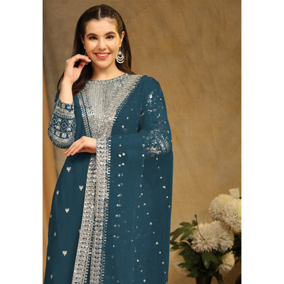 Morpich Sequins Embroidered Georgette Semi Stitched Salwar Suit