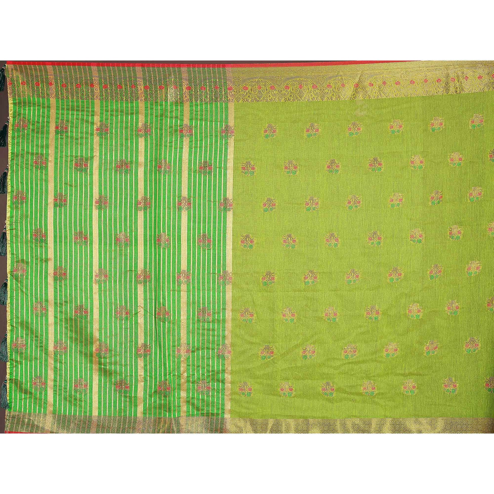 orange-floral-woven-cotton-silk-saree-with-tassels-6