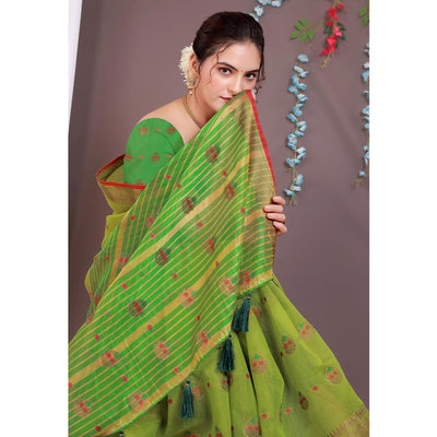 yellow-floral-woven-cotton-silk-saree-with-tassels-10