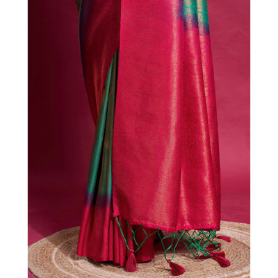 green-pink-woven-kanjivaram-silk-saree-with-tassels