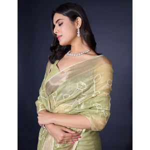 green-sequins-embroidered-cotton-silk-saree