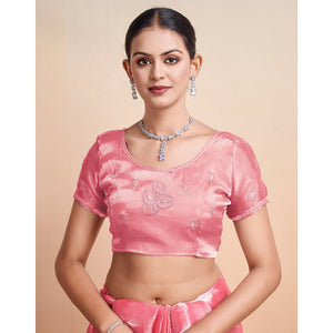 Gajri Pink Sequins Embroidered Organza Saree