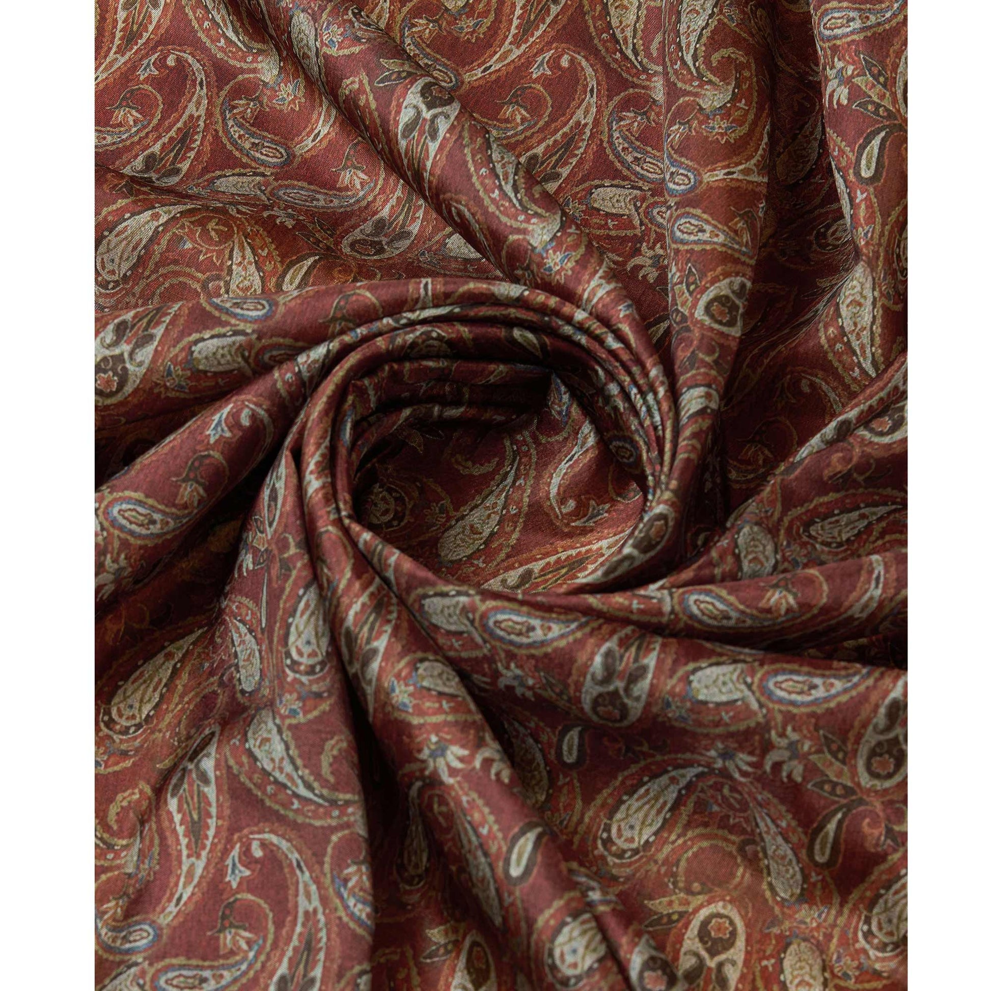 Brown Digital Printed Cotton Silk Saree With Border